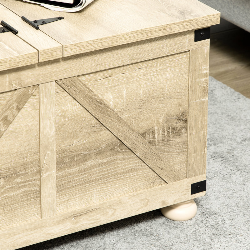 Table basse de salon carrée - avec plateau relevable et rangement caché, conception en chêne, plateau relevable, compartiment, bois, finition