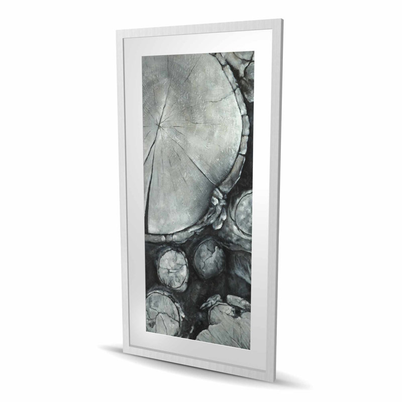 Bûches texturées en bois - reproduction encadrée matte pour la décoration intérieure, H 48 po x l 24 po, Argent argent