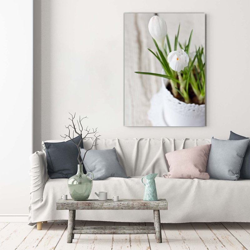 White Crocuses - Wrapped Canvas Print