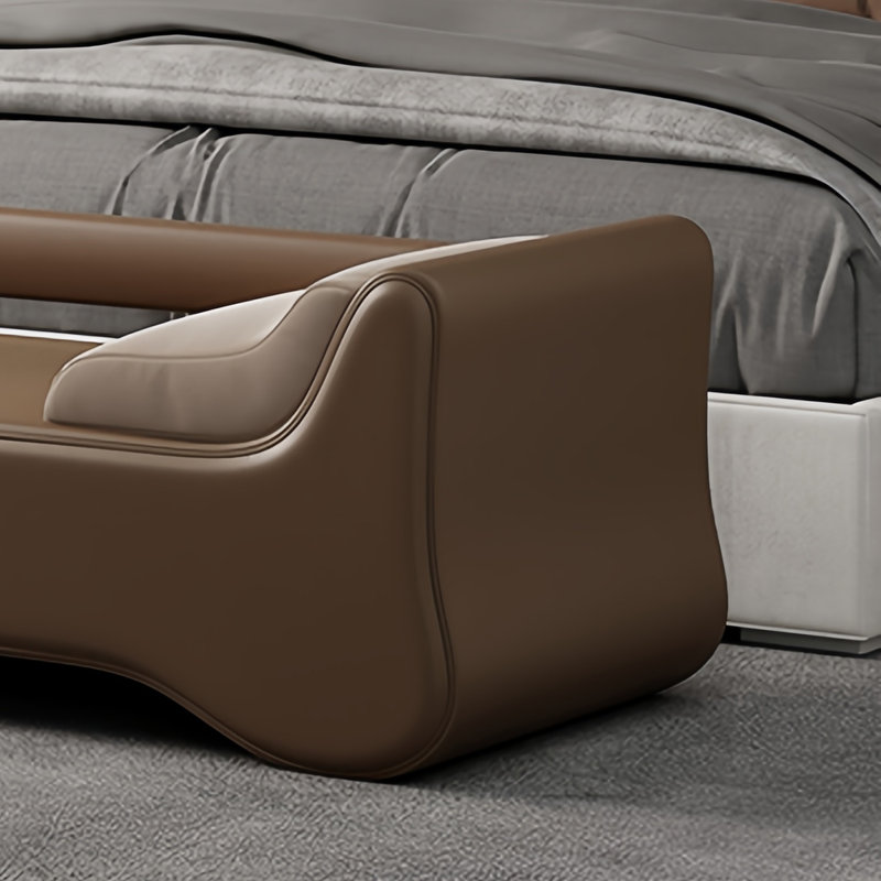 Banc rembourré en cuir Stochmal Match, H 21,25 po x l 70,86 po x P 19,68 po, Café