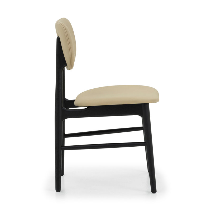 Stella Upholstered Dining Chair, Matte Black, Beige
