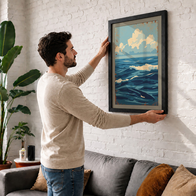 Calm Seascape Coastal - Print, A3 - 42.0 x 29.7 cm, White
