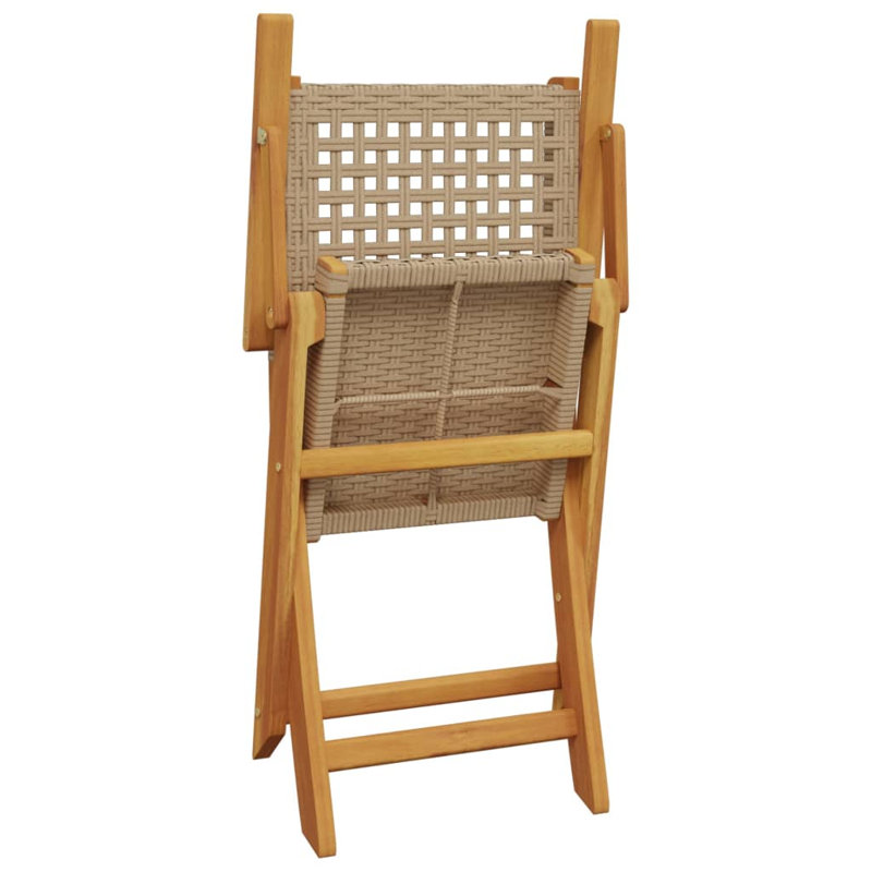 10-3 Wicker/Rattan Garden Chair With Cushion Folding Chair Set, Beige