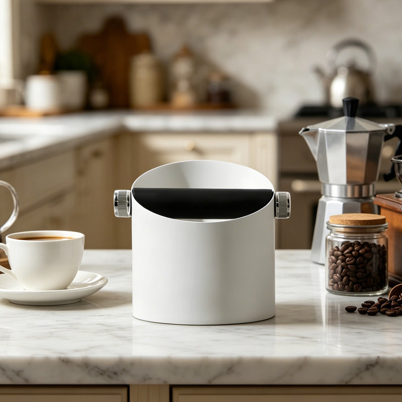 Cafetière seau à café en demi-cercle appareil de tassage de laitier machine à café de déchets, White