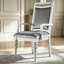 Chaise de salle à manger moderne de luxe avec accoudoirs rembourrés gris argenté
