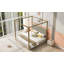 Lit plateforme à baldaquin avec tête de lit et structure en métal Upholstery, très grand, finition velours beige (matelas non inclus)