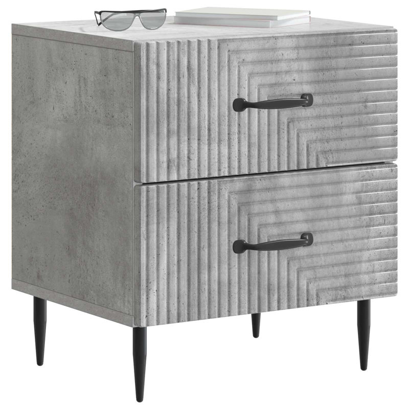 43 cm W Bedside Table, Concrete Grey