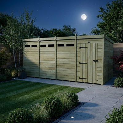 Total Sheds 16ft x 8ft Security Pent Shed - Heavy-Duty Hasp Staple Anti-Tamper - Pressure Treated Timber - UK Manufactured