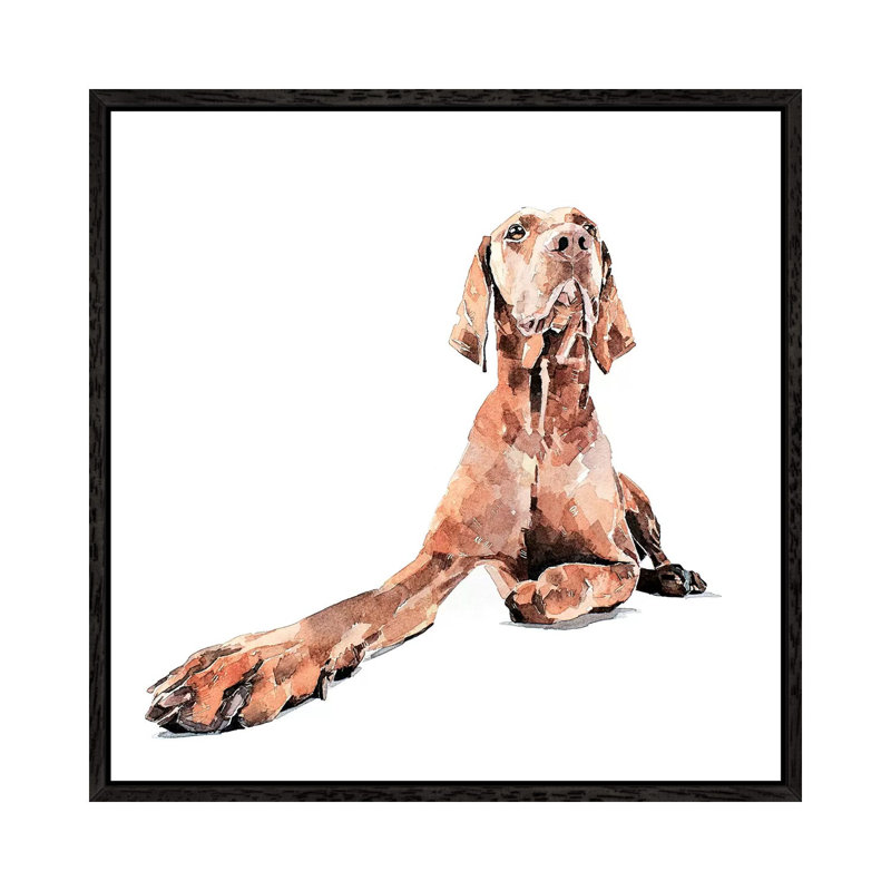 Vizsla Regal - Painting on Canvas, 45.72 cm H x 45.72 cm W, Black Framed