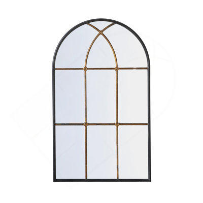 Exquisite Arched Wall Mirror With Windowpane Design, A Timeless Accent For Enhancing Home Decor Ambiance