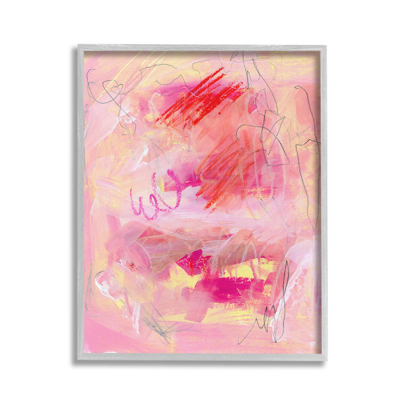 «Pink Chaotic Scribble Single Photo Frame» par Jennifer Paxton Parker sur toile, H 20 po x l 16 po