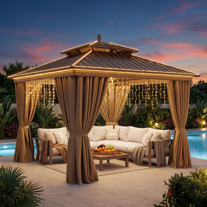 Aluminum Patio Gazebo Permanent Hardtop Gazebos, 10 ft x 10 ft