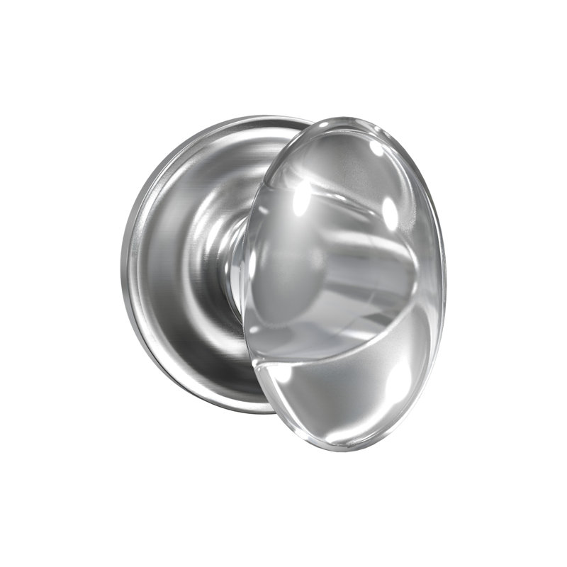 Bravura 928-1 Passage Glass Egg Knob on Traditional Rectangular Rose in Satin Nickel, Round, Satin Nickel
