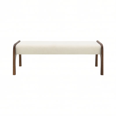 50.25 Inch Upholstered Long Bench, Modern Dining Bench with Soft Chenille Fabric &Rubber Wood Legs for Kitchen Table, Bedroom, Entryway ,Chenille Beige