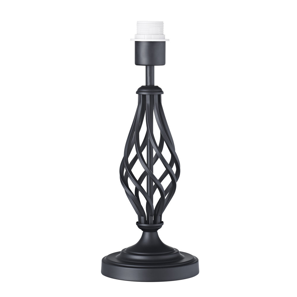 Happy Homewares Unisex Black Traditional Table Lamp Base With Twist Metal Stem Design & Inline Switch In | Size: 15 Inches - Image 2
