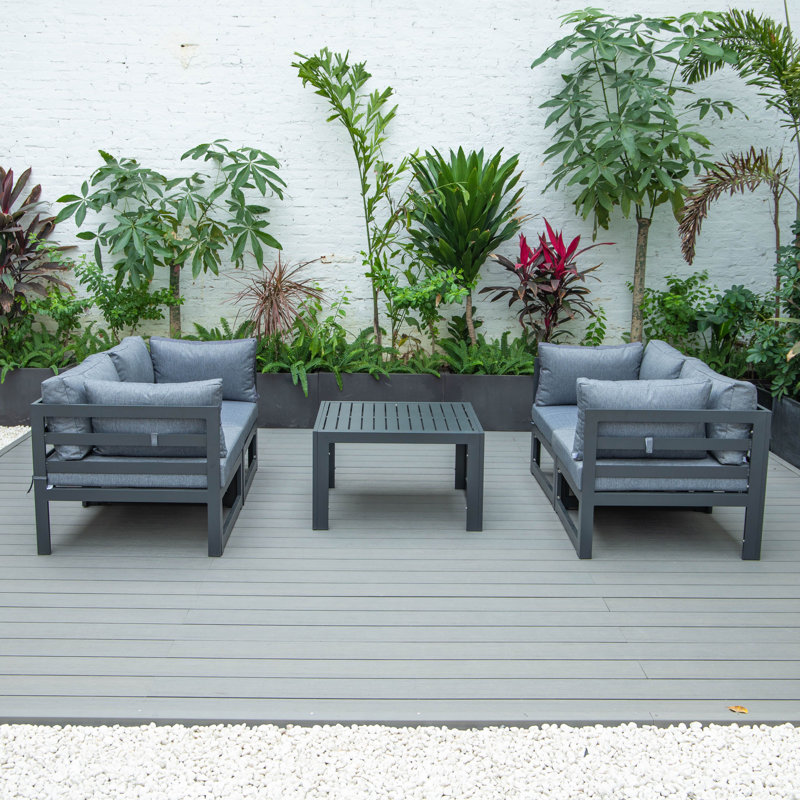 Letendre 4 - Person Patio Conversation Set with Cushions, Blue