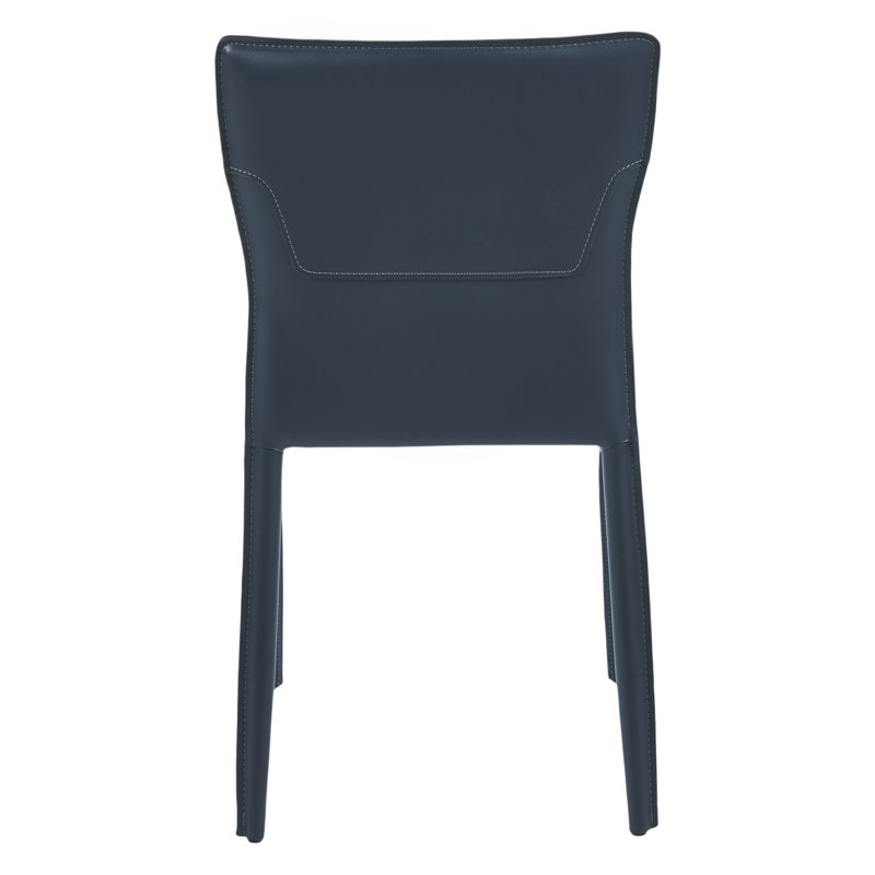 Chaise rembourrée en cuir Angelicia, Bleu