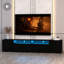 Console de 80 pouces avec rangement, centre de divertissement noir et lumières télécommandées, 31 options de modification, console de rangement de style moderne, noir, modes, options en couleur