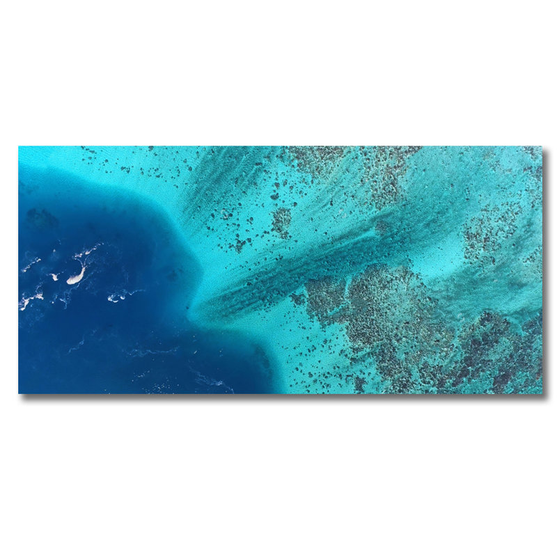 Océan bleu - photographie sans cadre, Acrylique, H 36 po x l 84 po x P 1,5 po