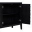 Buffet rétro avec rainure circulaire et poignées de porte rondes en métal pour un rangement polyvalent