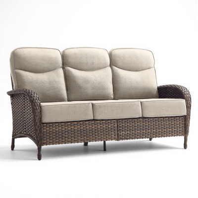 Outdoor Patio Sofa With High-Back Design,6" Thickened Cushions, All-Weather Wicker Patio Furniture Set, Suitable For Balconies And Patios