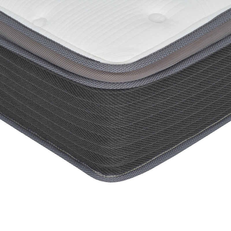 12 po Grand matelas à ressorts ensachés avec mousse viscoélastique imprégnée de gel, blanc / gris, plateau européen pour plus de confort, effet de refroidissement et soulagement, réduction du mouvement du système de ressorts, barrière en rayonne, installation rapide, -