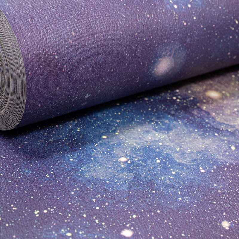 Atreau Purple Space Textured  Wallpaper 10m x 53cm Metallic Finish Roll