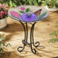 Solar LED Floral Glass Butterfly Bird Bath with Stand