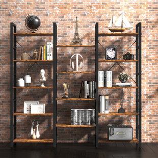 Q-Max Industrial Style 5-Tier Rotating Bookcase, Vintage Storage