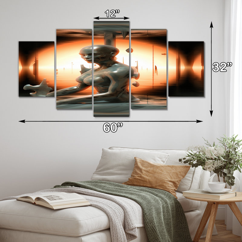 A.I. Sci-Fi Dreams Of Singularity - Robot, impression sur toile - 5 panneaux