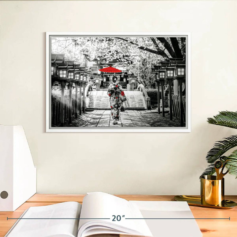 Geisha Pop, Cadre flottant blanc, 13 po x 9 po