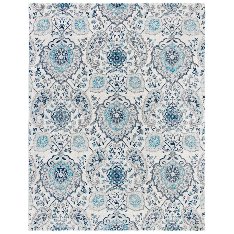 Christa Damask Cream/Light Gray Rug, Rectangle 11' x 15'