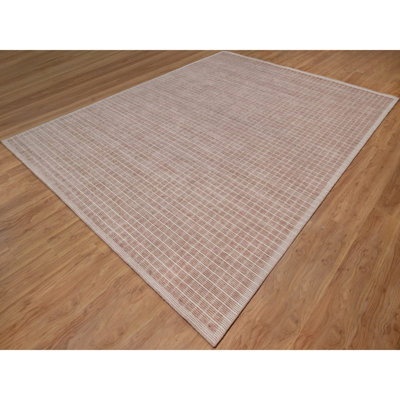 Tapis oriental 9 pi 1 po x 12 pi rose, moderne, uni, doux au toucher, tissé et tissé