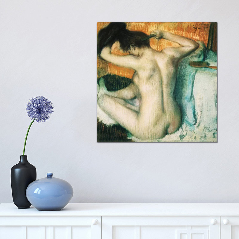 Woman Combing Her Hair by Edgar Degas - Wrapped Canvas Painting, 45.72 cm H x 45.72 cm W x 3.175 cm D