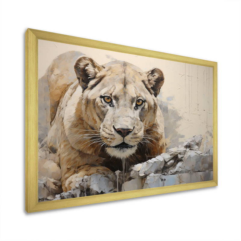 Minimalisme panthère sauvage, élégance II sur toile, Encadrement doré, H 34 po x l 44 po x P 1,5 po