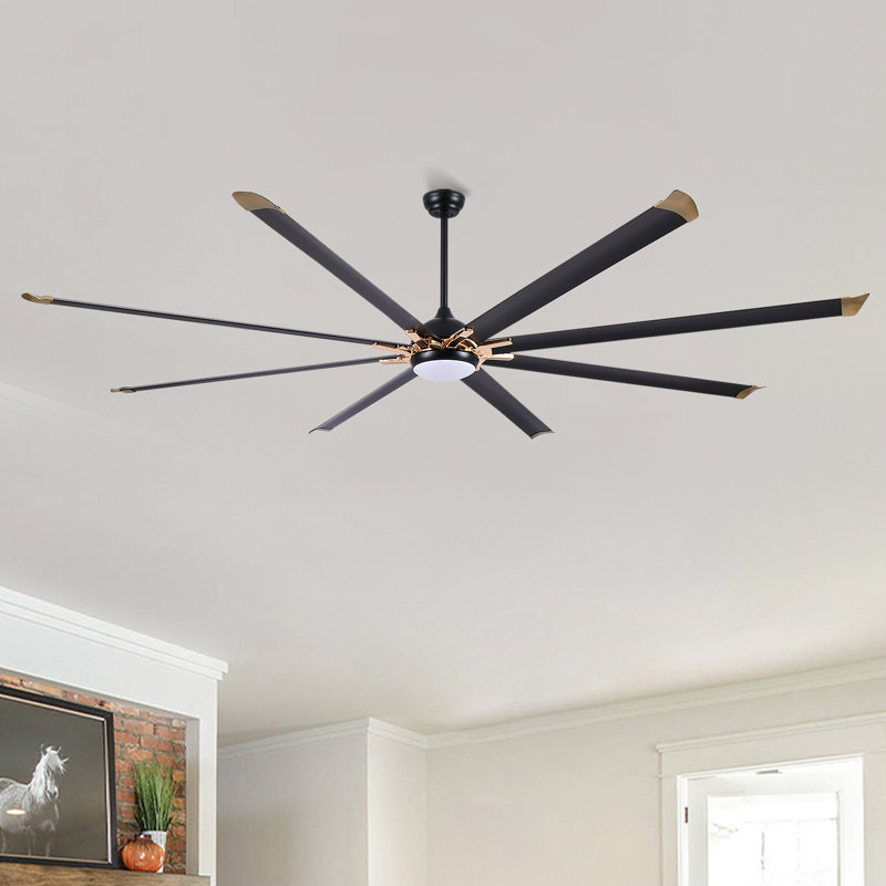 Ventilateur de plafond 72 pales 72 po / 84 po / 100 po pour l'extérieur et l'intérieur avec lumière et télécommande, Noir