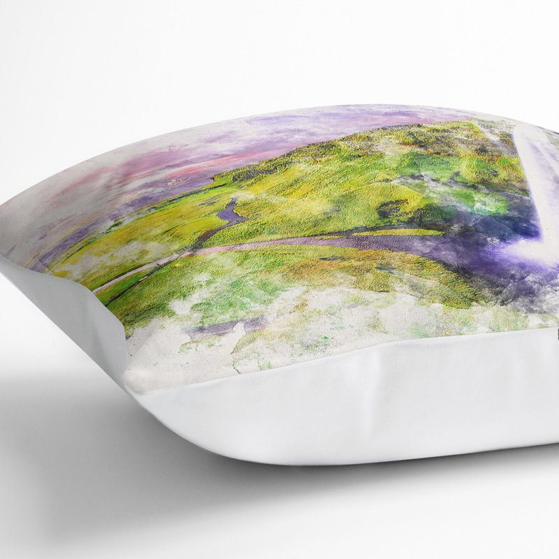 Seljalandsfoss Waterfall Iceland Cushion with Filling, 40cm H x 40cm W x 15cm D, White