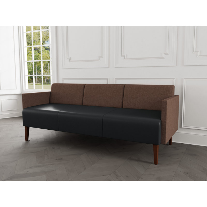 Luxe Lounge Reception Sofa, Walnut Wood, Archetype Cafe/Modena Graphite