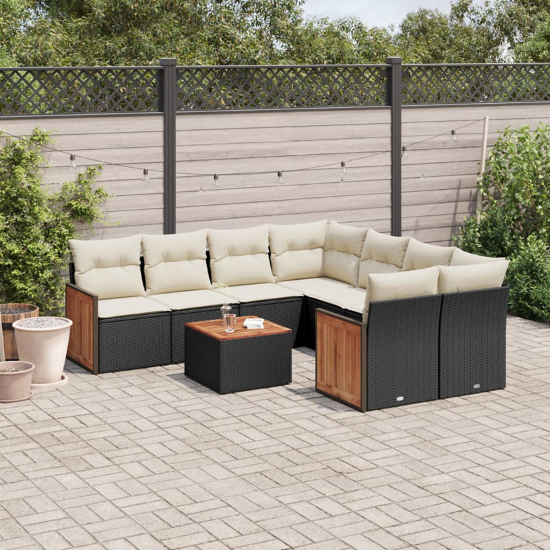Ensemble de canapé de patio avec coussins 9 pièces Vidaxl