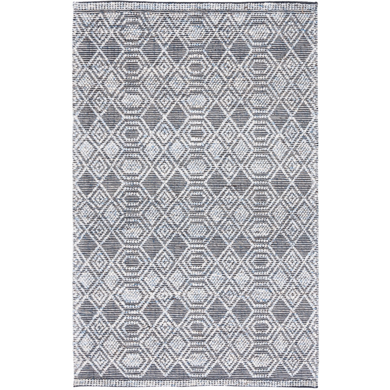 Jacques Hand Woven Viscose/Wool Geometric Rug in Gray, Rectangle 5' x 8'
