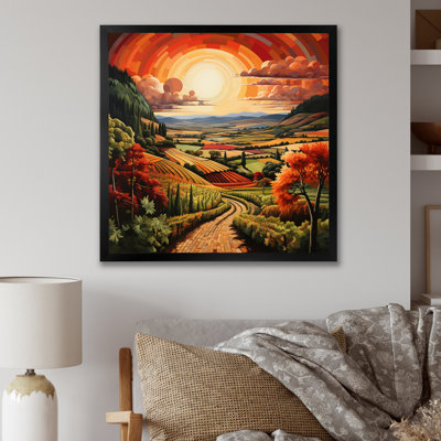 «Orange Green Vineyard Rows Of Ruby II», reproduction sur toile