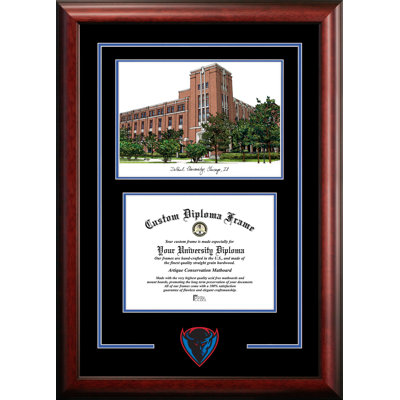 NCAA DePaul Blue Demons Spirit Graduate Diploma with Campus Images Lithograph Frame