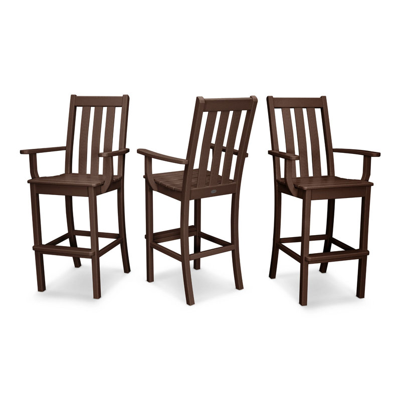 POLYWOOD Vineyard Bar Arm Chair 3-Pack, Mahogany
