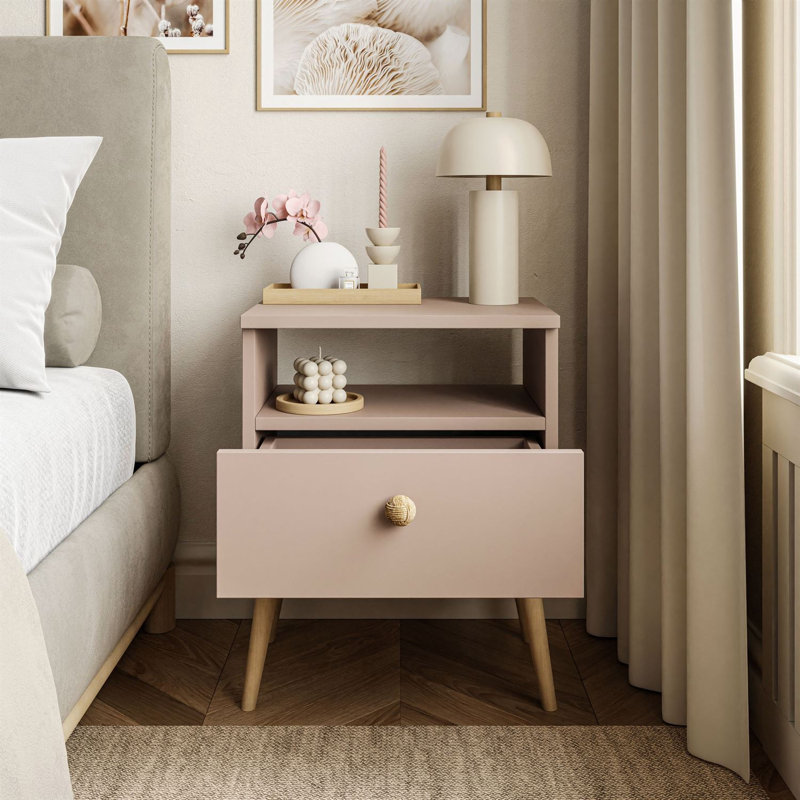 Zion 44cm W Manufactured Wood Bedside Table, Macchiato
