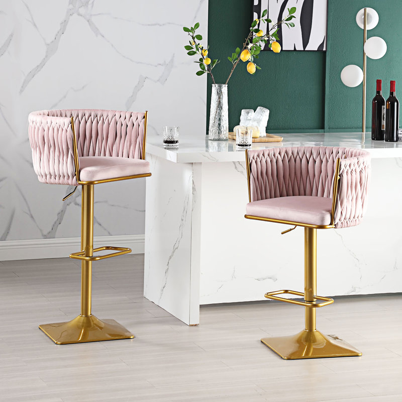 Tabouret de bar rotatif à hauteur ajustable Bengal, Rose