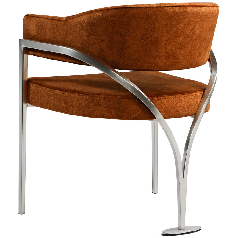Kirsi Velvet Dining Chair, Cognac Velvet, Silver