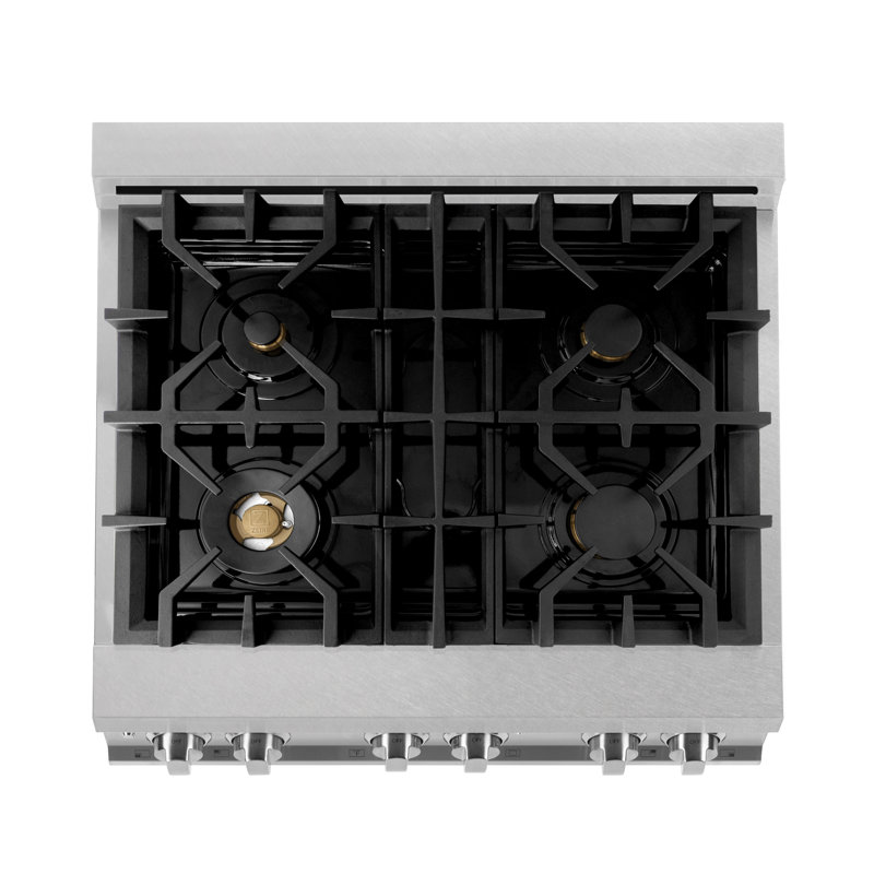 ZLINE 30" Legacy Dual Fuel Range, Brass Burners Satin Stainless Steel