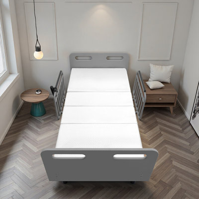 Lit d'hôpital électrique réglable pour une utilisation à domicile avec télécommande câblée, matelas pliant en mousse à mémoire de forme et rails latéraux de sécurité, soutien à domicile