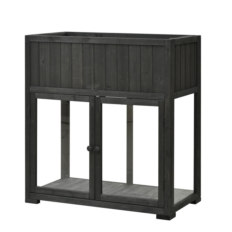 TOPMAX Patio 35.4''X17.7''X37.4'' Mini Wood Cold Frame, Black