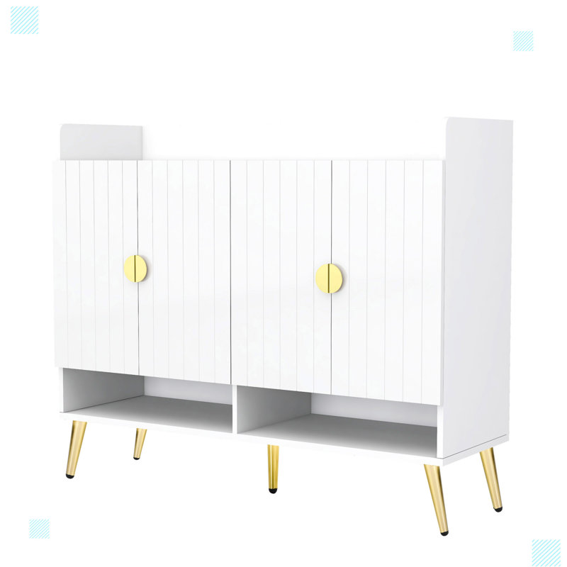 Rangement à chaussures pour chaussures en bois Abdia Modern, Blanc